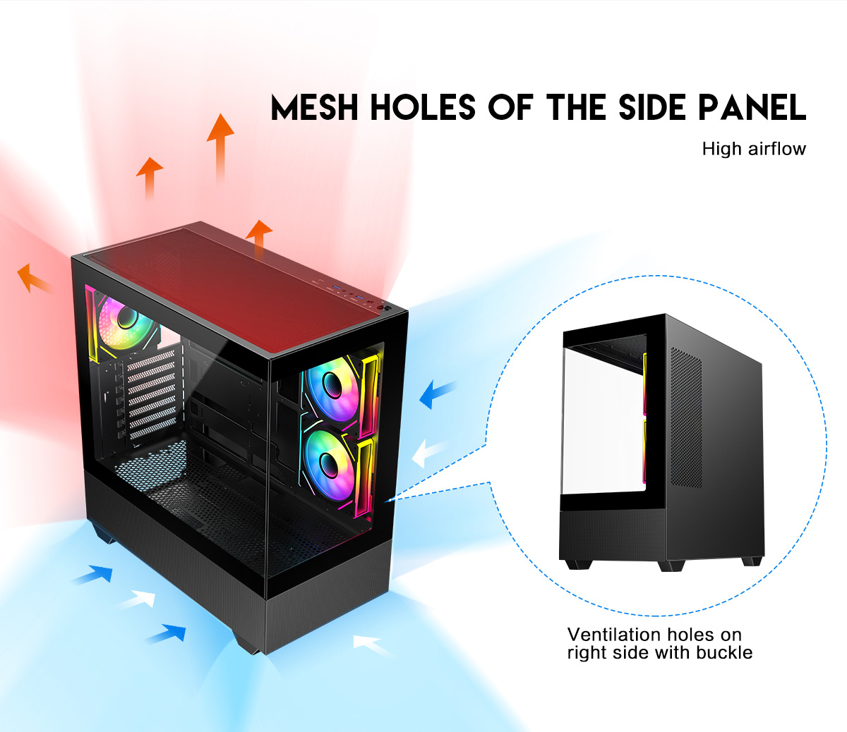 DIYPC ARGB-N5-BK Black USB3.0 / Type C ATX Mid Tower Gaming